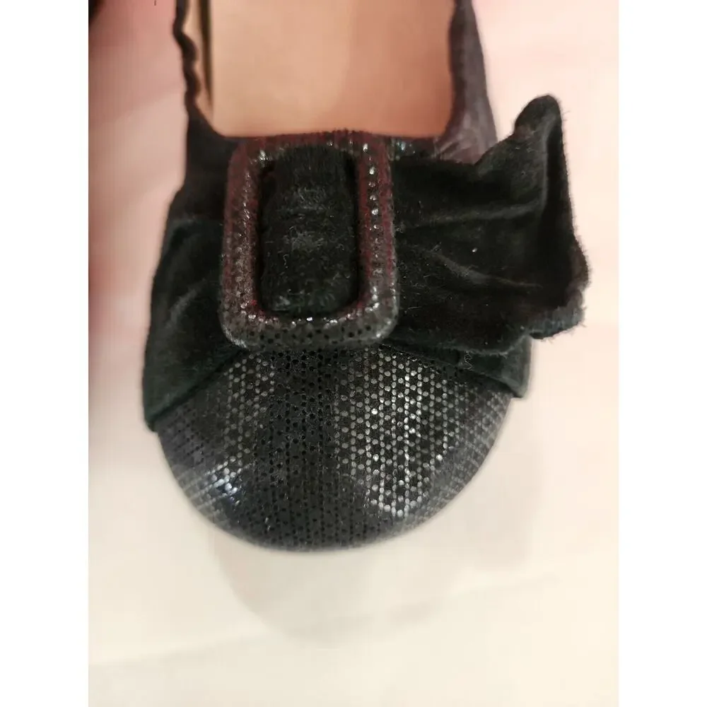 Abeo Bio System Tabitha Black Leather Ballet Flats Shoes Women Sz 6 N narrow